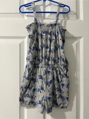 Carter's Gray & Navy Zebra Print Romper